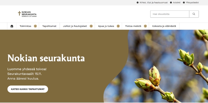 Uuden verkkosivusto etusivu.