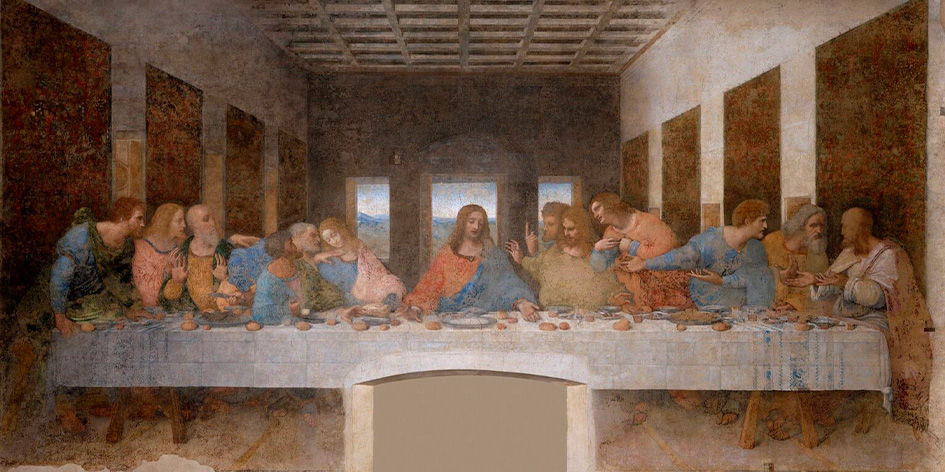 Viimeinen ehtoollinen tai Pyhä ehtoollinen (Il Cenacolo tai L'Ultima Cena), Leonardo da Vinci.