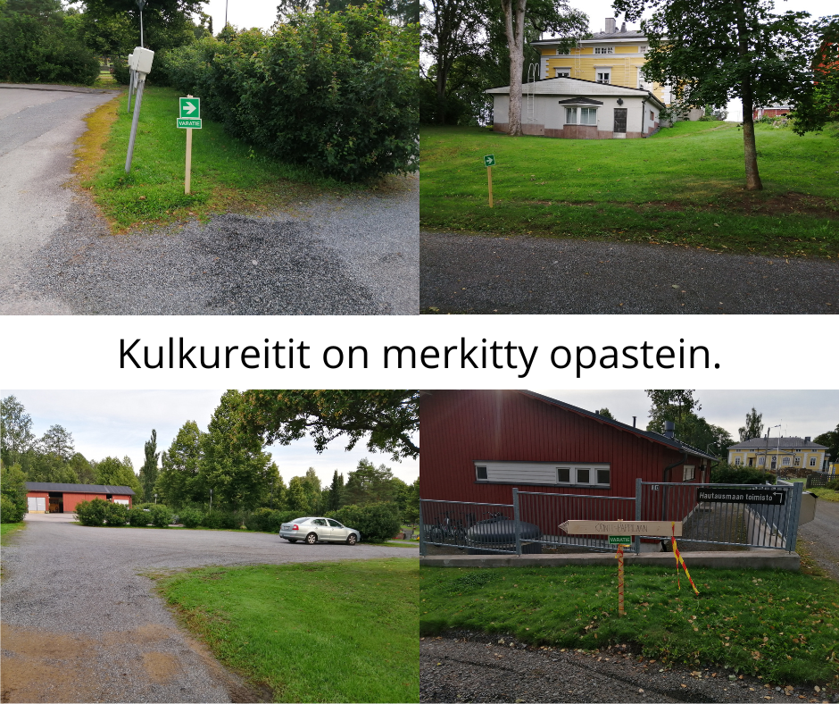 Kulkureitti on merkitty opastein.