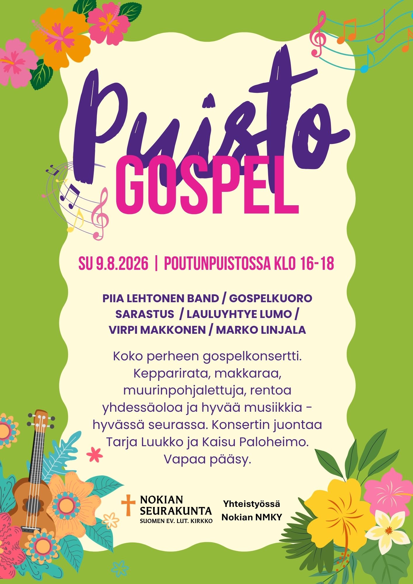 Mainos Puistogospel-konsertista