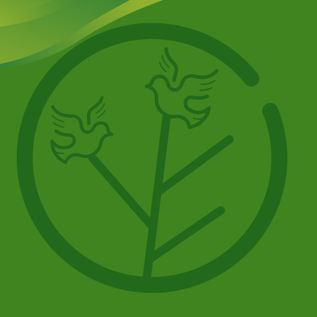 ympäristötyön logo, kaksi lintu puussa
