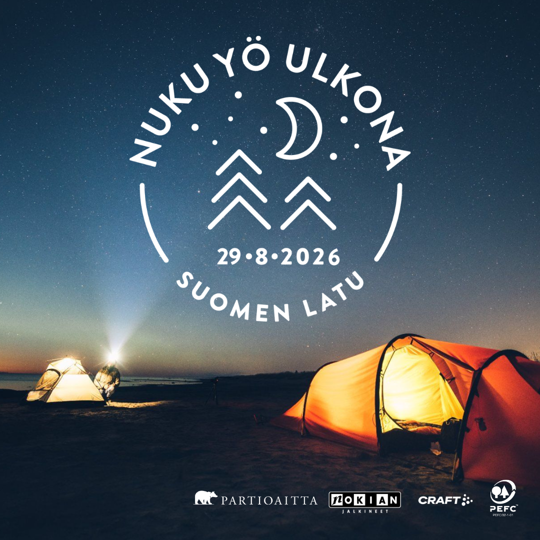 Nuku Yö Ulkona -logo ja mainos.